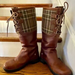 Dublin Women's Brown Plaid Heeled Boots